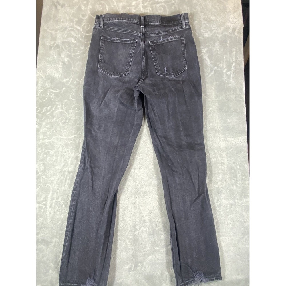 Abercrombie & Fitch 90s Straight Jeans Womens 12/31 Ultra High Rise Rips Fringe - Picture 3 of 12